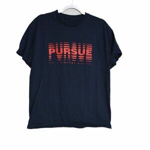 Pursue Mens Dark Blue T-Shirt Graphic Printed Short Sleeve Round Neck Size M